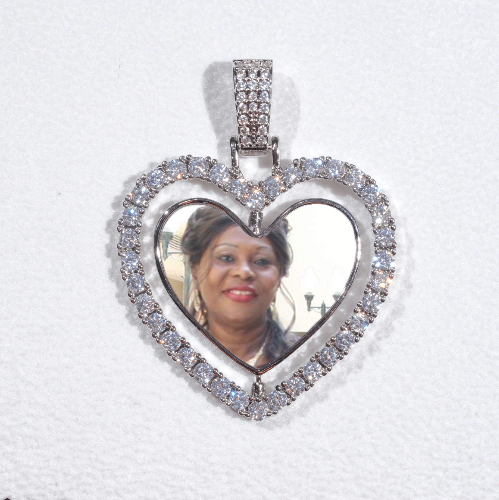3D Spinning 2-Faced Heart Custom Picture Pendant