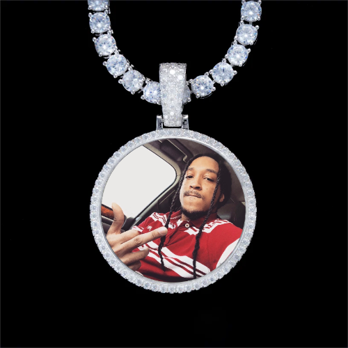 925S & VVS Moissanite 3D Circle Custom Picture Pendant