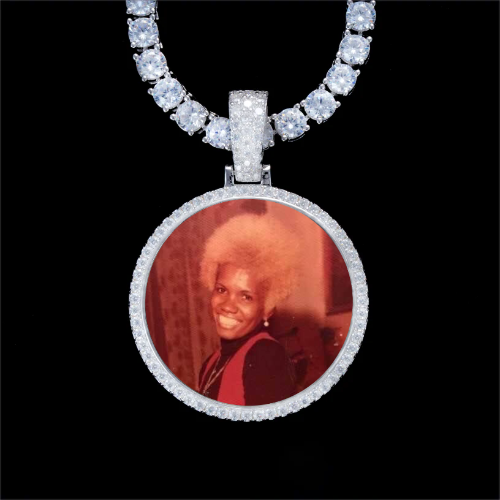 925S & VVS Moissanite 3D Circle Custom Picture Pendant