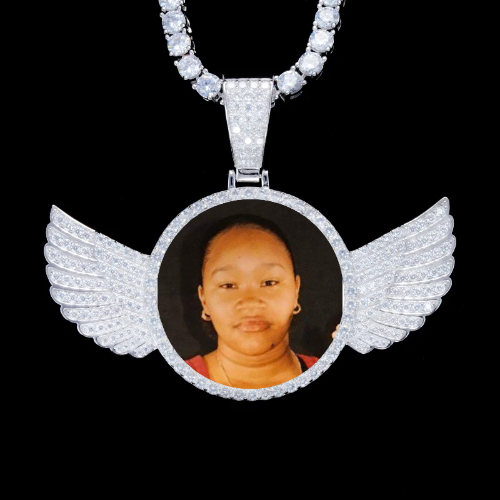 925S & VVS Moissanite 3D Wing Custom Picture Pendant