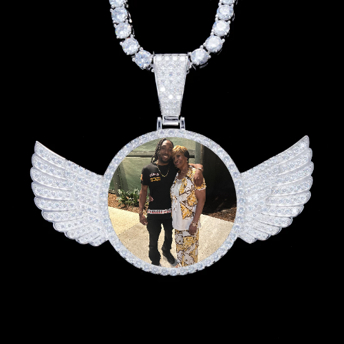 925S & VVS Moissanite 3D Wing Custom Picture Pendant