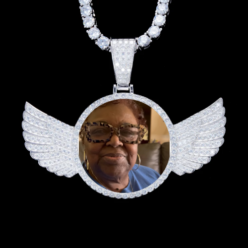 925S & VVS Moissanite 3D Wing Custom Picture Pendant