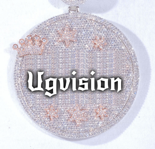 CUSTOM LETTER NECKLACE 3D BIG CROWN DISC