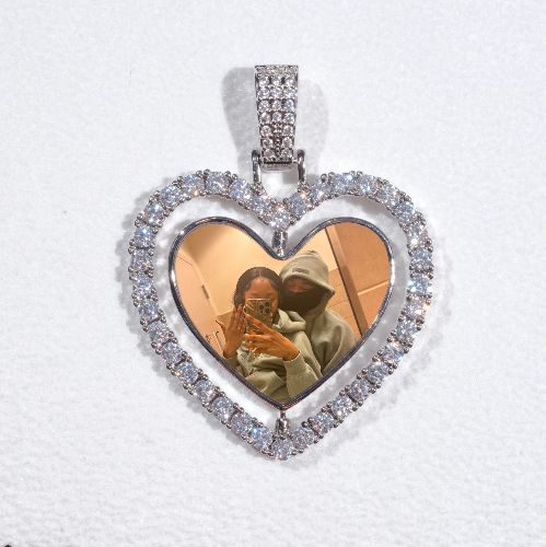 3D Spinning 2-Faced Heart Custom Picture Pendant