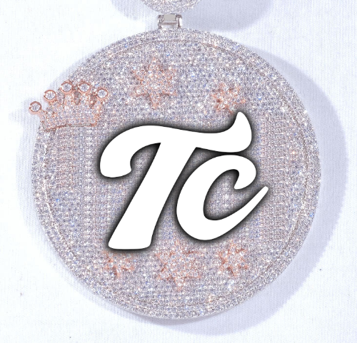 CUSTOM LETTER NECKLACE 3D BIG CROWN DISC