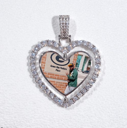 3D Spinning 2-Faced Heart Custom Picture Pendant
