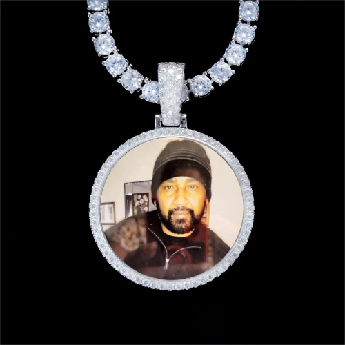 925S & VVS Moissanite 3D Circle Custom Picture Pendant