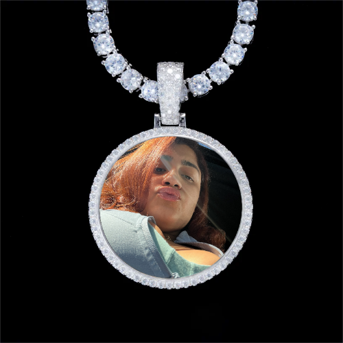 925S & VVS Moissanite 3D Circle Custom Picture Pendant