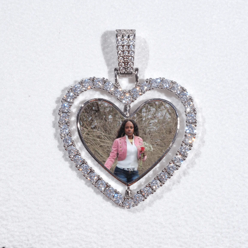 3D Spinning 2-Faced Heart Custom Picture Pendant