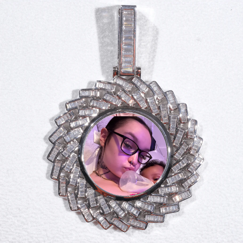 Large 3D Baguette Custom Picture Pendant