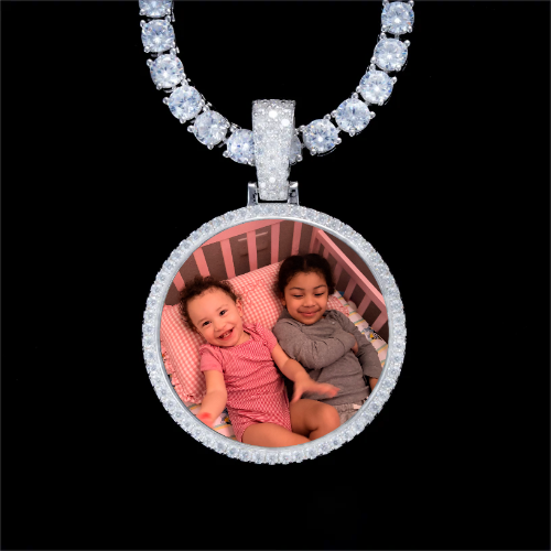 925S & VVS Moissanite 3D Circle Custom Picture Pendant