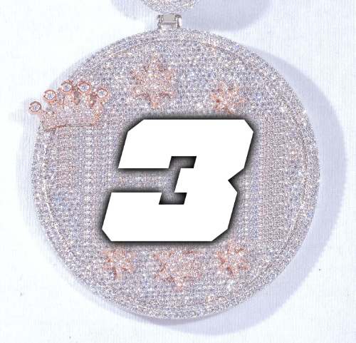 CUSTOM LETTER NECKLACE 3D BIG CROWN DISC
