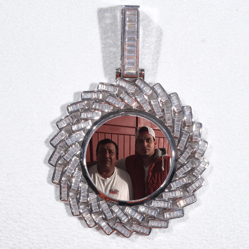 Large 3D Baguette Custom Picture Pendant
