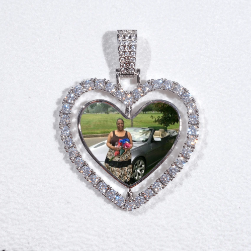 3D Spinning 2-Faced Heart Custom Picture Pendant