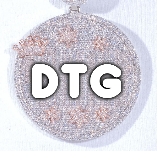 CUSTOM LETTER NECKLACE 3D BIG CROWN DISC