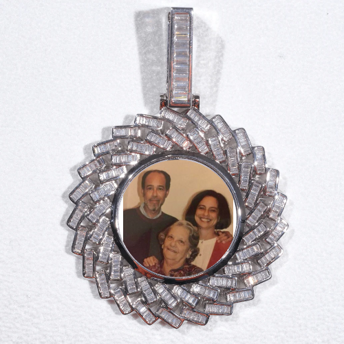 Large 3D Baguette Custom Picture Pendant
