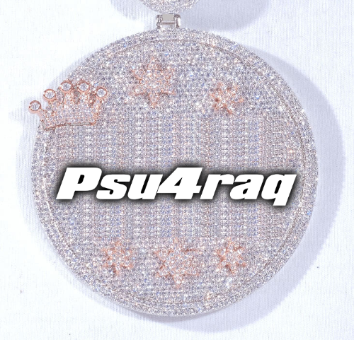 CUSTOM LETTER NECKLACE 3D BIG CROWN DISC