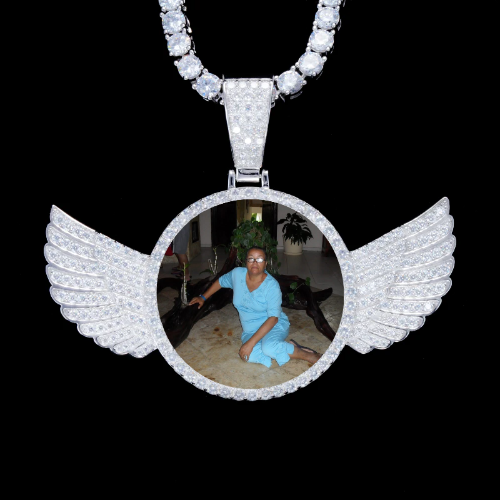 925S & VVS Moissanite 3D Wing Custom Picture Pendant