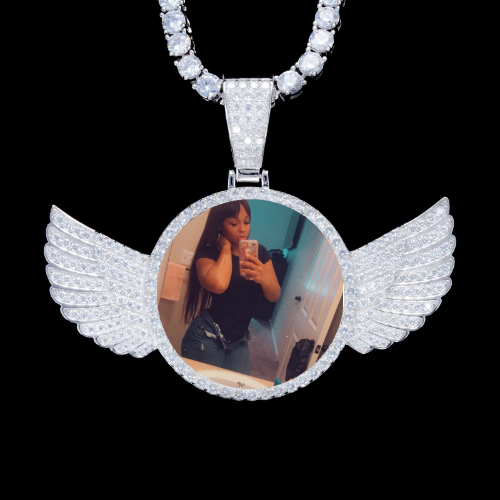925S & VVS Moissanite 3D Wing Custom Picture Pendant