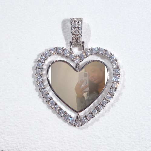 3D Spinning 2-Faced Heart Custom Picture Pendant