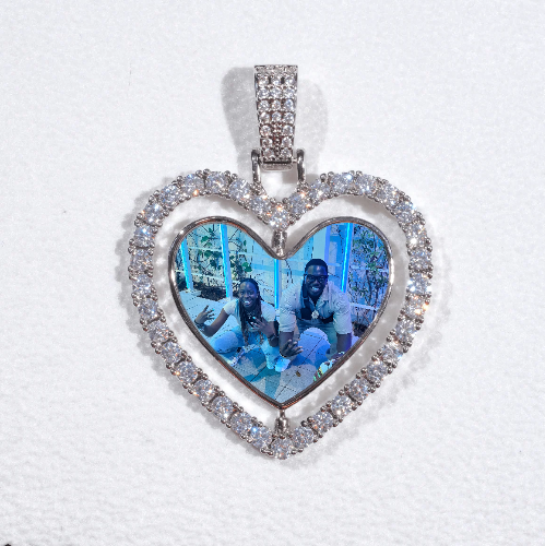 3D Spinning 2-Faced Heart Custom Picture Pendant