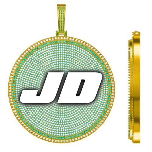 CUSTOM LETTER NECKLACE 3D BIG DISC