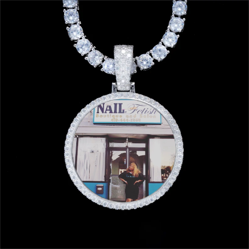 925S & VVS Moissanite 3D Circle Custom Picture Pendant