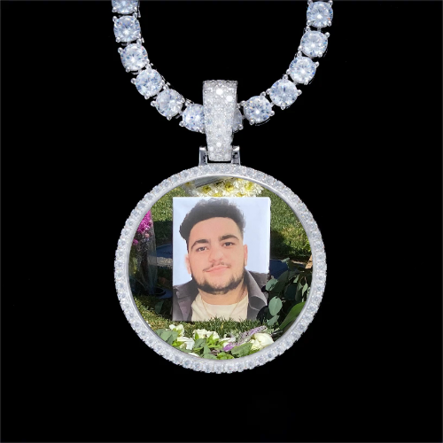 925S & VVS Moissanite 3D Circle Custom Picture Pendant