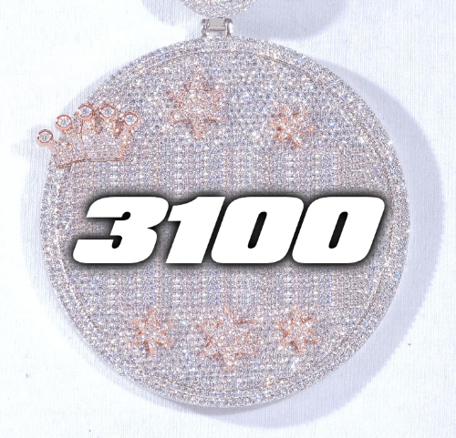 CUSTOM LETTER NECKLACE 3D BIG CROWN DISC