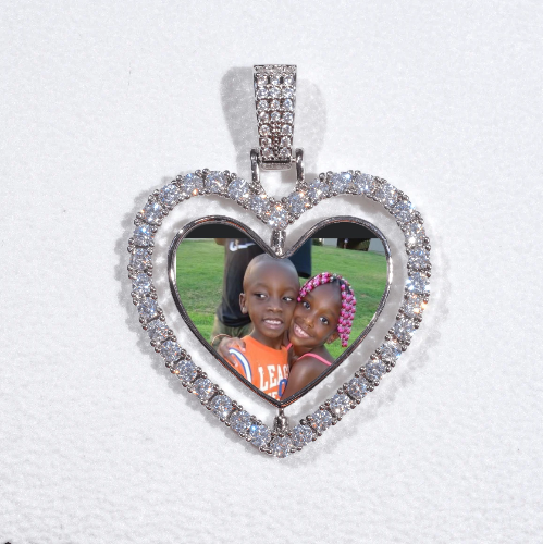 3D Spinning 2-Faced Heart Custom Picture Pendant