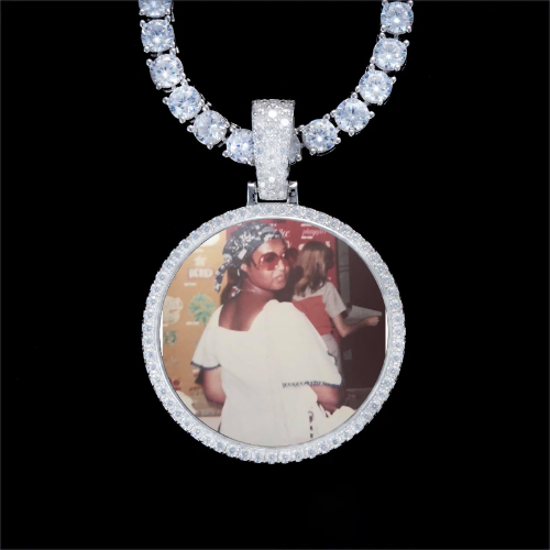 925S & VVS Moissanite 3D Circle Custom Picture Pendant