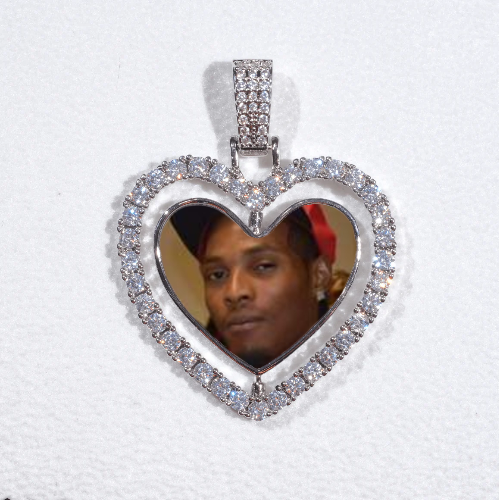 3D Spinning 2-Faced Heart Custom Picture Pendant