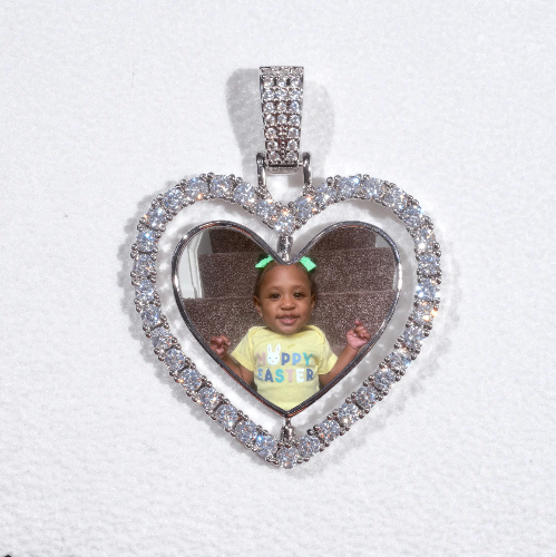 3D Spinning 2-Faced Heart Custom Picture Pendant