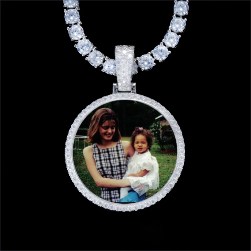 925S & VVS Moissanite 3D Circle Custom Picture Pendant