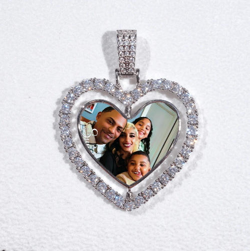 3D Spinning 2-Faced Heart Custom Picture Pendant