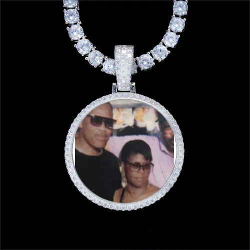 925S & VVS Moissanite 3D Circle Custom Picture Pendant