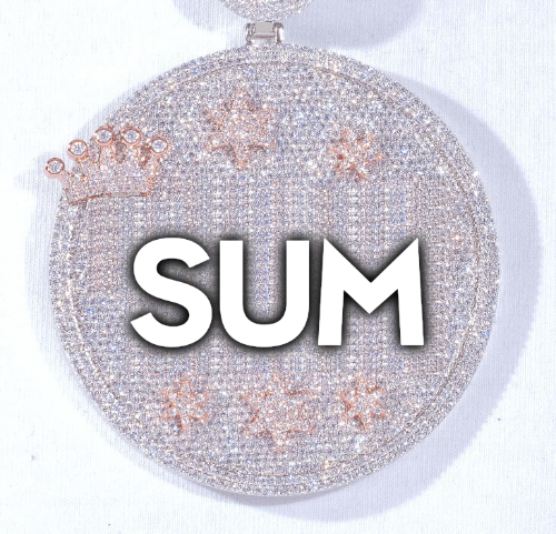 CUSTOM LETTER NECKLACE 3D BIG CROWN DISC