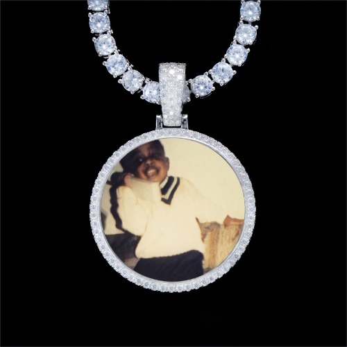 925S & VVS Moissanite 3D Circle Custom Picture Pendant