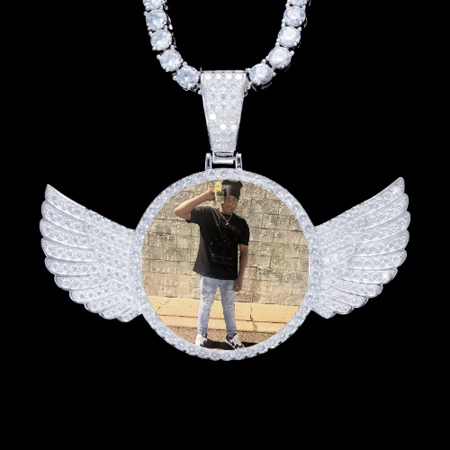 925S & VVS Moissanite 3D Wing Custom Picture Pendant