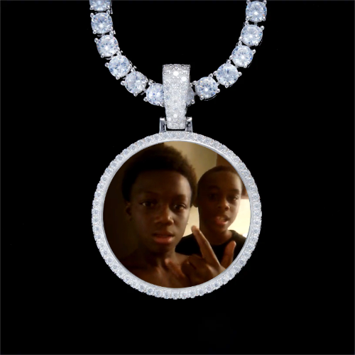 925S & VVS Moissanite 3D Circle Custom Picture Pendant