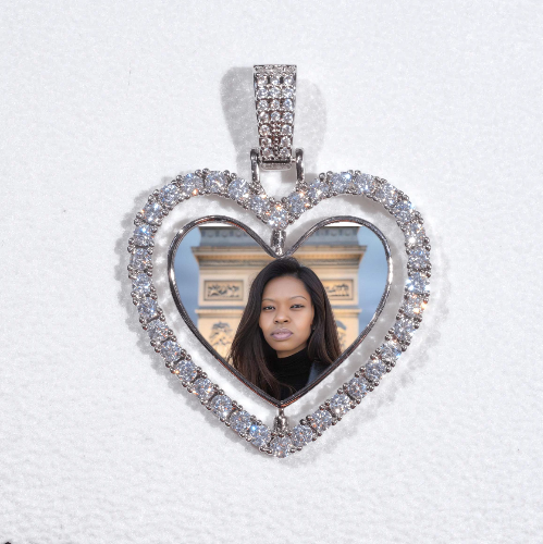 3D Spinning 2-Faced Heart Custom Picture Pendant