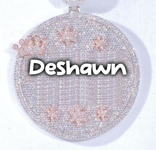 CUSTOM LETTER NECKLACE 3D BIG CROWN DISC
