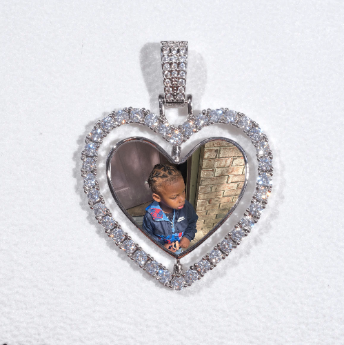 3D Spinning 2-Faced Heart Custom Picture Pendant