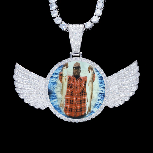 925S & VVS Moissanite 3D Wing Custom Picture Pendant