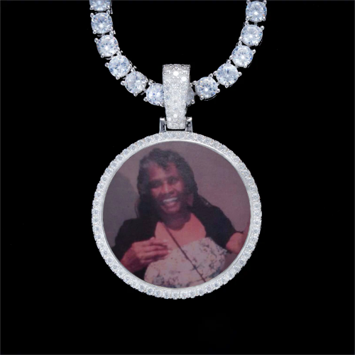 925S & VVS Moissanite 3D Circle Custom Picture Pendant
