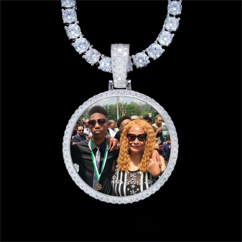 925S & VVS Moissanite 3D Circle Custom Picture Pendant
