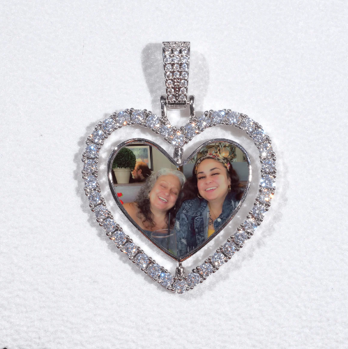 3D Spinning 2-Faced Heart Custom Picture Pendant