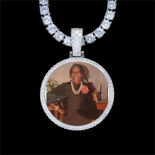 925S & VVS Moissanite 3D Circle Custom Picture Pendant