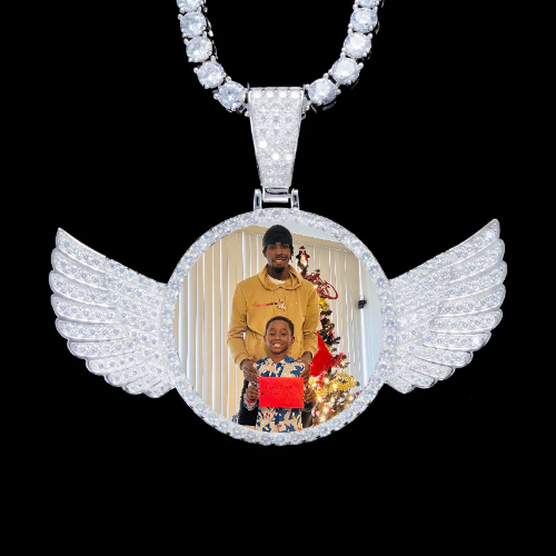 925S & VVS Moissanite 3D Wing Custom Picture Pendant
