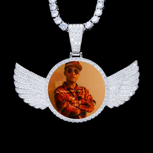 925S & VVS Moissanite 3D Wing Custom Picture Pendant